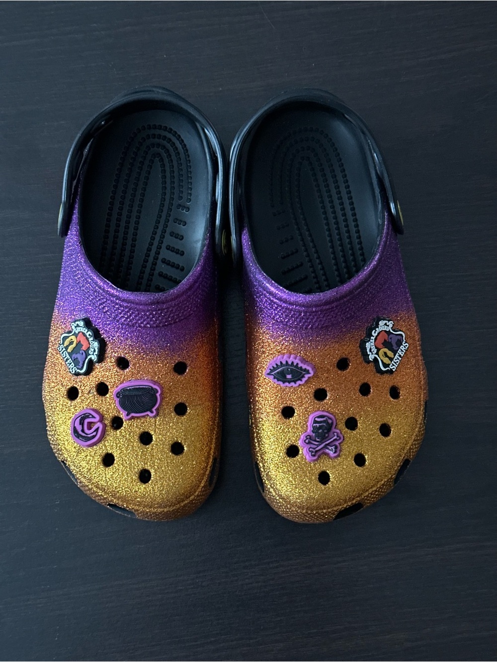 Custom Glitter Crocs (Purple & Gold) – Halloween / Hocus Pocus Style - Picture 4 of 7
